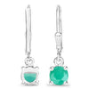 0.92 Ct Round Green Emerald Prong Silver Dangle Lever Back Earrings
