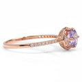 0.92 Ct Round Purple Amethyst and White Topaz Prong Silver Pave Cocktail Ring by Fine Color Jewels