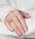 0.92 Ct Round Purple Amethyst and White Topaz Prong Silver Pave Cocktail Ring by Fine Color Jewels