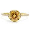 0.92 Ct Round Yellow Citrine and White Topaz Prong Silver Solitaire Ring