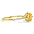 0.92 Ct Round Yellow Citrine and White Topaz Prong Silver Solitaire Ring by Fine Color Jewels