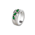 0.93 Ct Marquise Natural Green Chrome Diopside Prong Sterling Silver Eternity Band Ring by Fine Color Jewels