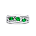 0.93 Ct Marquise Natural Green Chrome Diopside Prong Sterling Silver Eternity Band Ring by Fine Color Jewels