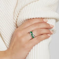 0.93 Ct Marquise Natural Green Chrome Diopside Prong Sterling Silver Eternity Band Ring by Fine Color Jewels