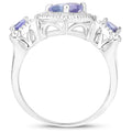 0.95 Ct Heart Violet Tanzanite & Diamond Prong Silver Halo Three Stone Ring by Fine Color Jewels