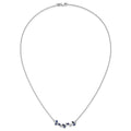 0.95 Ct Marquise Blue Sapphire and Diamond Prong 14k White Gold Floral Bar Necklace by Fine Color Jewels