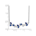 0.95 Ct Marquise Blue Sapphire and Diamond Prong 14k White Gold Floral Bar Necklace by Fine Color Jewels