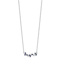 0.95 Ct Marquise Blue Sapphire and Diamond Prong 14k White Gold Floral Bar Necklace by Fine Color Jewels