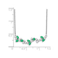 0.95 Ct Marquise Green Emerald and Diamond Prong 14k White Gold Floral Bar Necklace by Fine Color Jewels