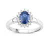 0.95 Ct Oval Blue Sapphire Diamond Prong 10k Gold Halo Ring