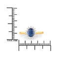 0.95 Ct Oval Blue Sapphire Diamond Prong 10k Gold Halo Ring by Fine Color Jewels
