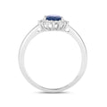 0.95 Ct Oval Blue Sapphire Diamond Prong 10k Gold Halo Ring by Fine Color Jewels