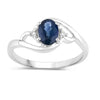 0.95 Ct Oval Blue Sapphire & Lab Grown Diamond Prong 10K Gold Bypass Engagement Ring