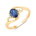 0.95 Ct Oval Blue Sapphire & Lab Grown Diamond Prong 10K Gold Bypass Engagement Ring by Fine Color Jewels