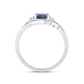 0.95 Ct Oval Blue Sapphire & Lab Grown Diamond Prong 10K Gold Bypass Engagement Ring by Fine Color Jewels