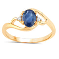 0.95 Ct Oval Blue Sapphire & Lab Grown Diamond Prong 10K Gold Bypass Engagement Ring by Fine Color Jewels