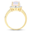 0.95 Ct Round White Ethiopian Opal Prong Yellow Gold Plated Silver Halo Ring by Fine Color Jewels