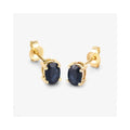 0.96 Ct Oval Blue Sapphire Prong 10K Gold Stud Earrings by Fine Color Jewels