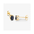 0.96 Ct Oval Blue Sapphire Prong 10K Gold Stud Earrings by Fine Color Jewels