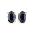 0.96 Ct Oval Blue Sapphire Prong 10K Gold Stud Earrings by Fine Color Jewels