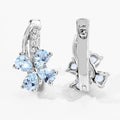 0.96 Ct Pear Blue Aquamarine & Lab Diamond Prong Silver Flower Drop Earrings by Fine Color Jewels