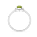 0.97 Ct Pear Green Peridot and Moissanite Prong Silver Halo Engagement Ring by Fine Color Jewels