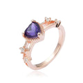 0.98 Ct Heart Purple Amethyst and White Sapphire Prong Silver Split Band Heart Ring by Fine Color Jewels