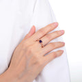0.98 Ct Heart Purple Amethyst and White Sapphire Prong Silver Split Band Heart Ring by Fine Color Jewels