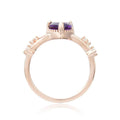 0.98 Ct Heart Purple Amethyst and White Sapphire Prong Silver Split Band Heart Ring by Fine Color Jewels