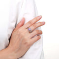 0.98 Ct Round Purple Amethyst and White Sapphire Prong Silver Cocktail Ring by Fine Color Jewels