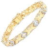 0.98 Ct Round White Diamond Prong Yellow Gold Over Silver Geometric Chevron Link Cocktail Bracelet