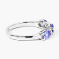 0.99 Ct Oval Violet Tanzanite and Lab Grown Diamond Prong Silver Five Stone Ring by Fine Color Jewels