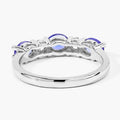 0.99 Ct Oval Violet Tanzanite and Lab Grown Diamond Prong Silver Five Stone Ring by Fine Color Jewels