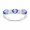 0.99 Ct Oval Violet Tanzanite and Lab Grown Diamond Prong Silver Five Stone Ring