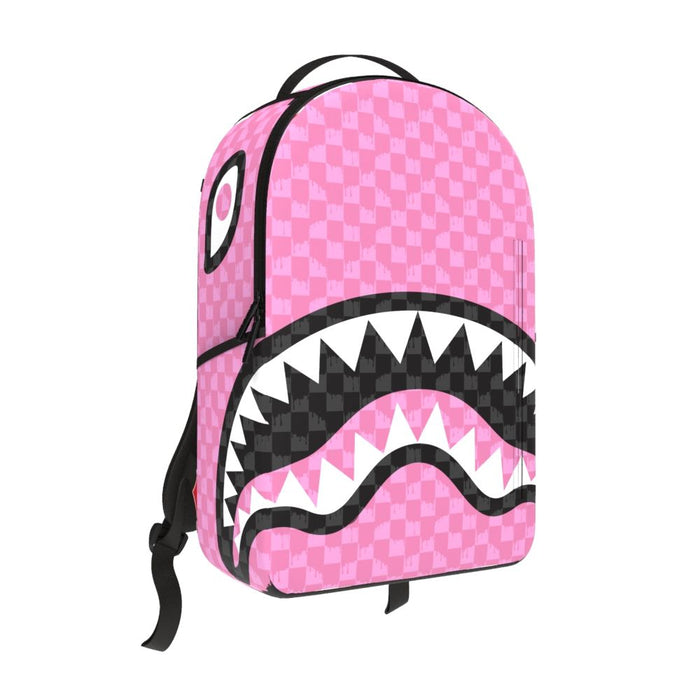 Sprayground Pink and Black Drip Check DLXSV Backpack B7694 by I-Max Fashions