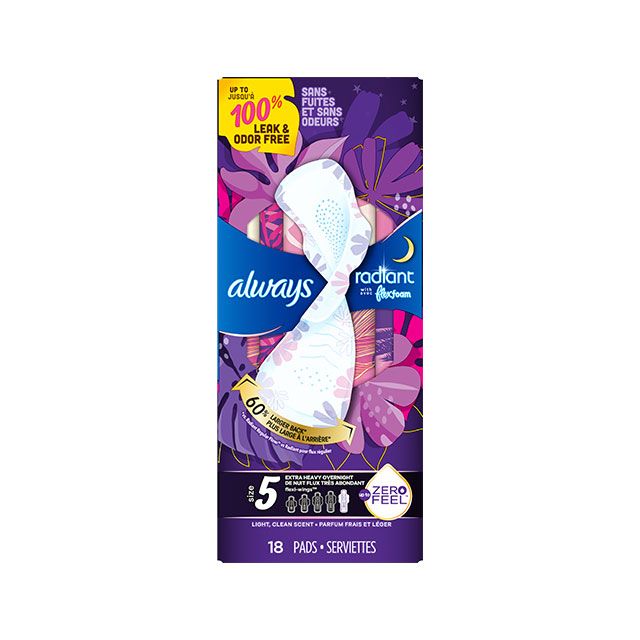 Always Radiant FlexFoam Pads, Size 5 Extra Heavy Overnight 3 Packs of 18 by Pasteur Pharmacy