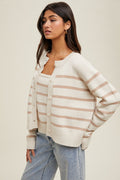 Striped Cami and Cardigan Set by Boutique 23