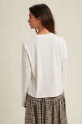 Basic Long Sleeve Tee With Raw Edge Detail by Boutique 23