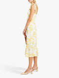 Aqua Toile De Jouy Sleeveless Floral MIDI Dress, Size XL by Vanessa Jane