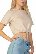 French Terry Toggle Drawstring Crop Top {BT5292} by The House of Stylez
