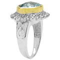 Two Tone Plated 5.01 Carat Genuine Blue Topaz & White Topaz .925 Sterling Silver Ring by Bids.com