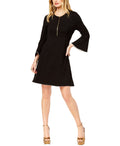 Rachel Zoe Womens Zip-Neck Bell Sleeve Shirtdress, Size 8 by Vanessa Jane