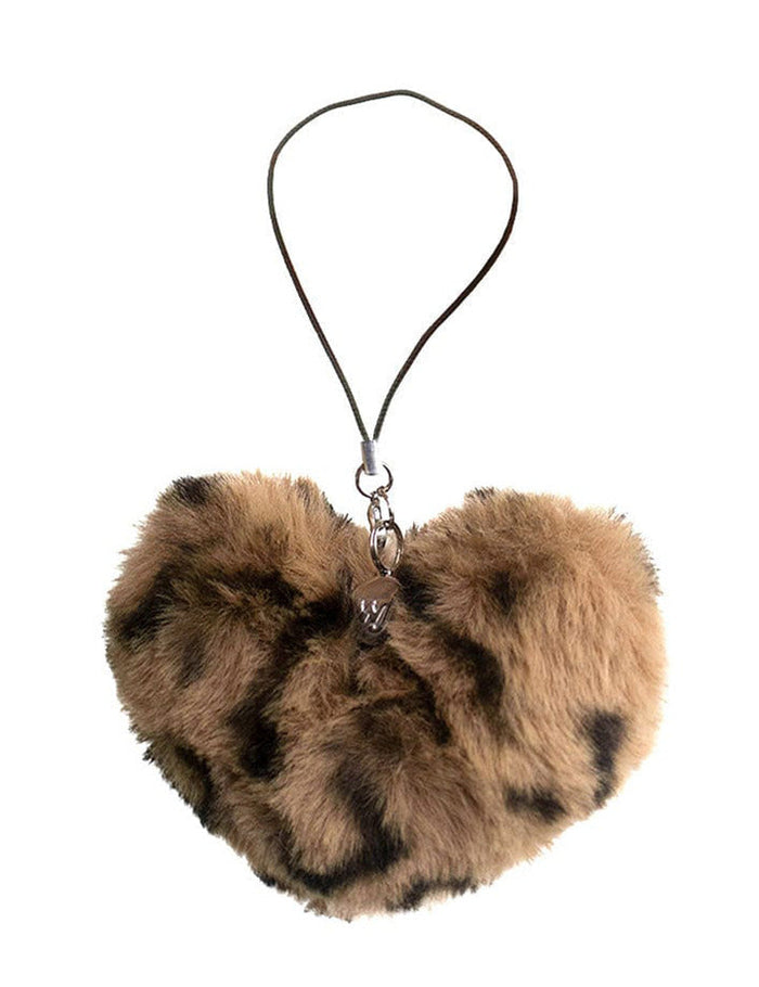 Fuzzy Heart w/ WF Charm | Leopard by Wildflower Cases