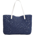 International Concepts Patriotic Tropical Star Straw Tote Blue by Vanessa Jane
