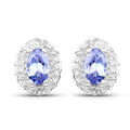 2.46 Carat Genuine Tanzanite and White Topaz .925 Sterling Silver 3 Piece Jewelry Set (Ring, Earrings, and Pendant w/ Chain) by Bids.com