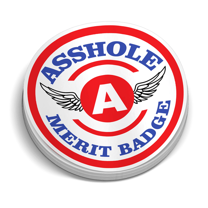 Asshole Merit Badge Hard Hat Decal by Armed American Supply