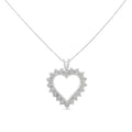 .925 Sterling Silver 1/4 Cttw Miracle Set Diamond Open Heart 18" Pendant Necklace (I-J Color, I3 Clarity) by Bids.com