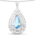 7.20 Carat Genuine Swiss Blue Topaz .925 Sterling Silver Pendant by Bids.com