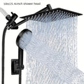 High Pressure Rainfall & Handheld Shower Head – Adjustable, Chrome/Black by DailySale