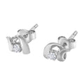 .925 Sterling Silver Round Cut Diamond Fashion Stud Earrings (0.10 cttw, I-J Color, I2-I3 Clarity) by Bids.com